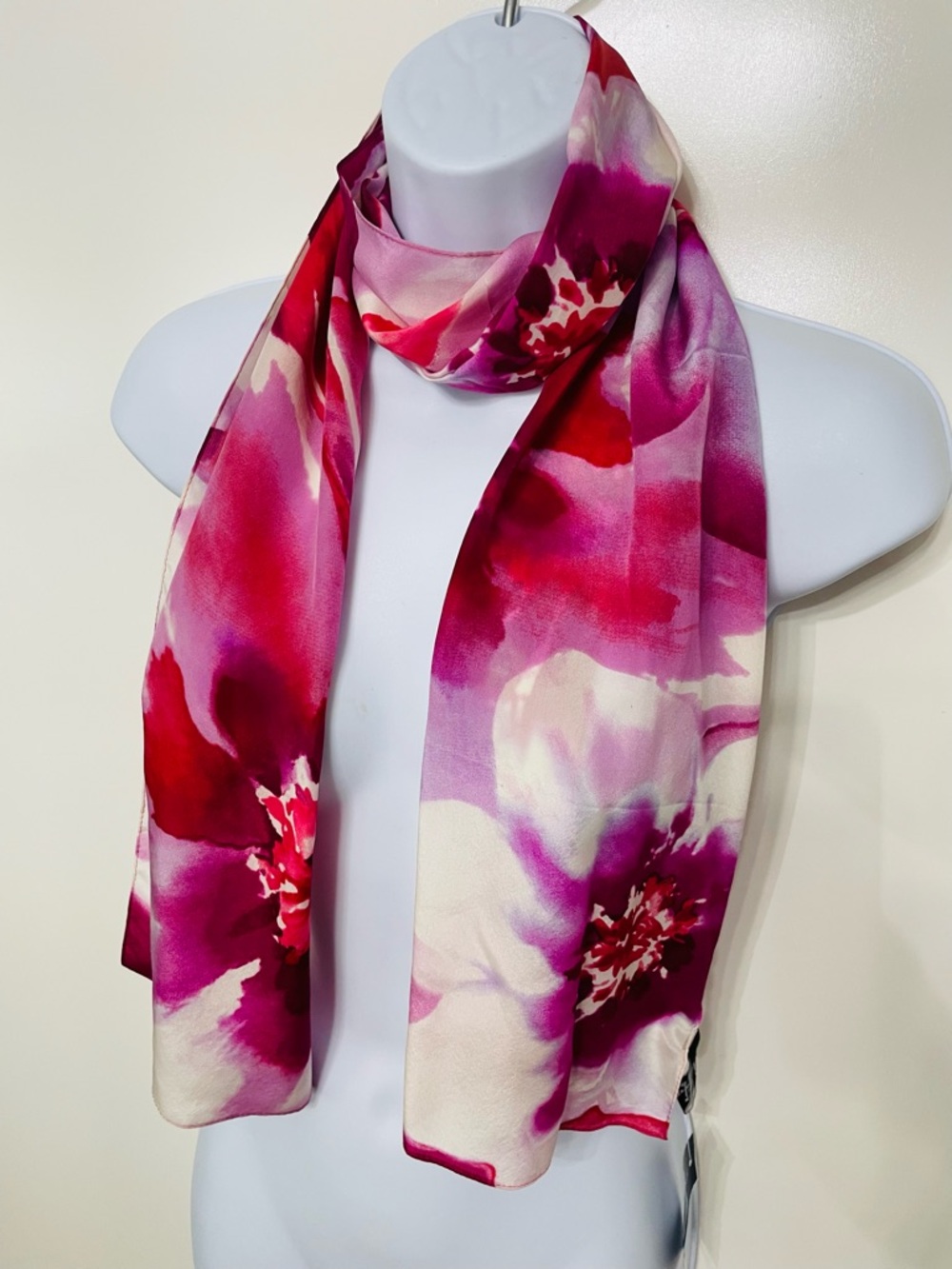Jones New York Pink Coquette Silk Floral Flowy Women's Scarf Fairy Quiet Luxury